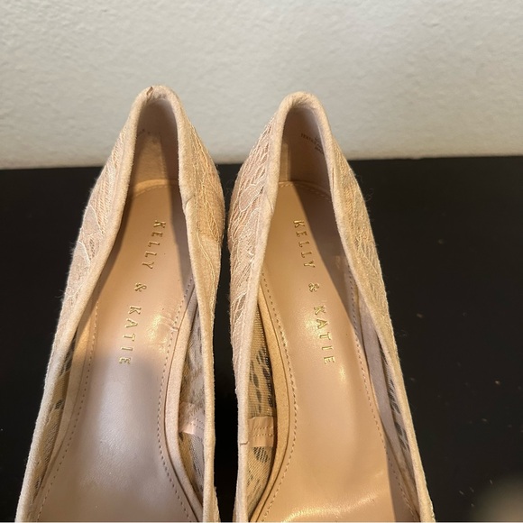 Kelly & Katie Light Pink Lace Pointed Toe High Heels - Picture 7 of 16